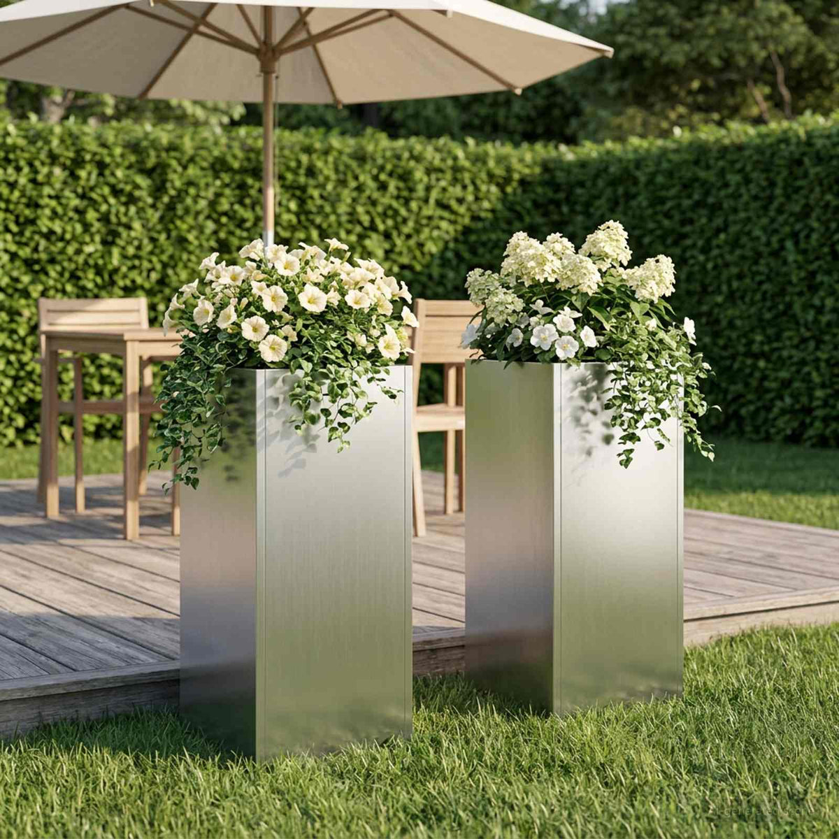 Plantenbak 2 st zilver 20 x 20 x 50 cm Gegalvaniseerd staal is nu te koop bij PeponiXL, paradijselijk wonen!