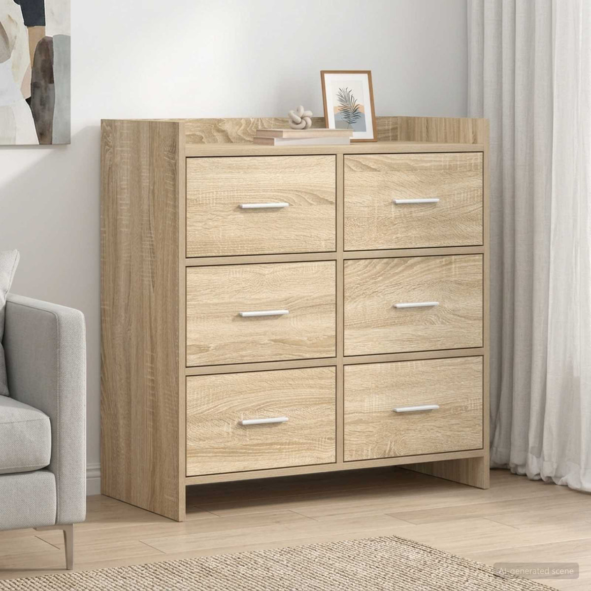 Dressoir Sonoma Eiken 75 x 33 x 80 cm Bewerkt hout is nu te koop bij PeponiXL, paradijselijk wonen!