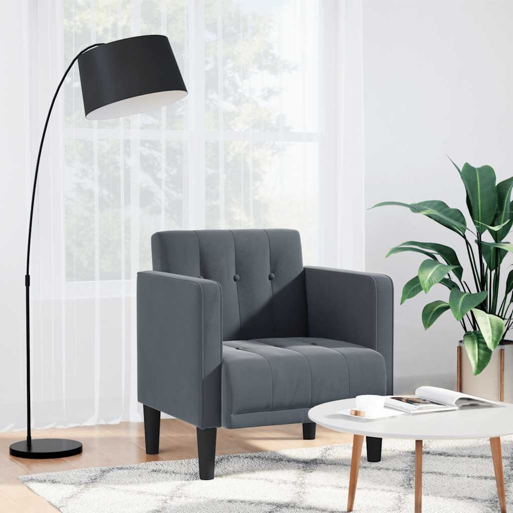 Fauteuil met armleuningen Donkergrijs 53 cm Fluweel is nu te koop bij PeponiXL, paradijselijk wonen!
