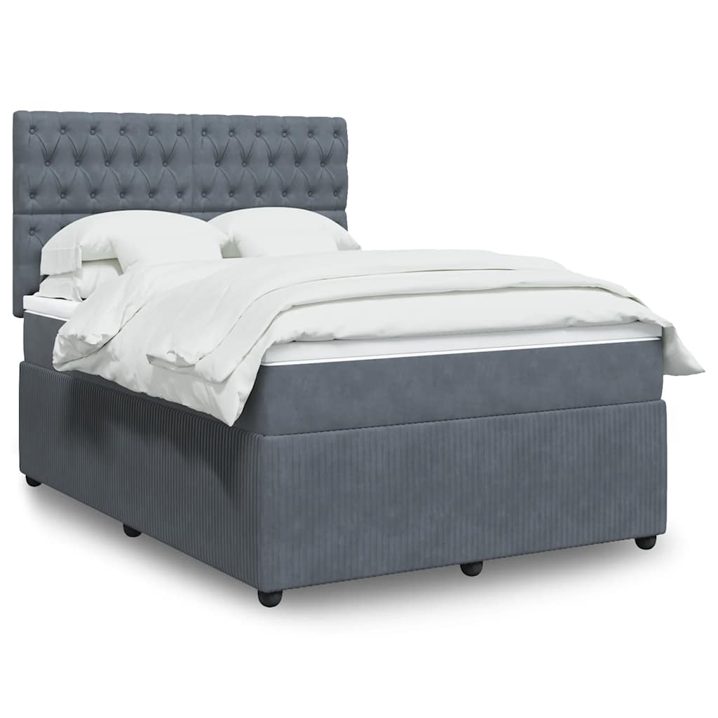 Boxspring met matras fluweel donkergrijs 140x190 cm is nu te koop bij PeponiXL, paradijselijk wonen!