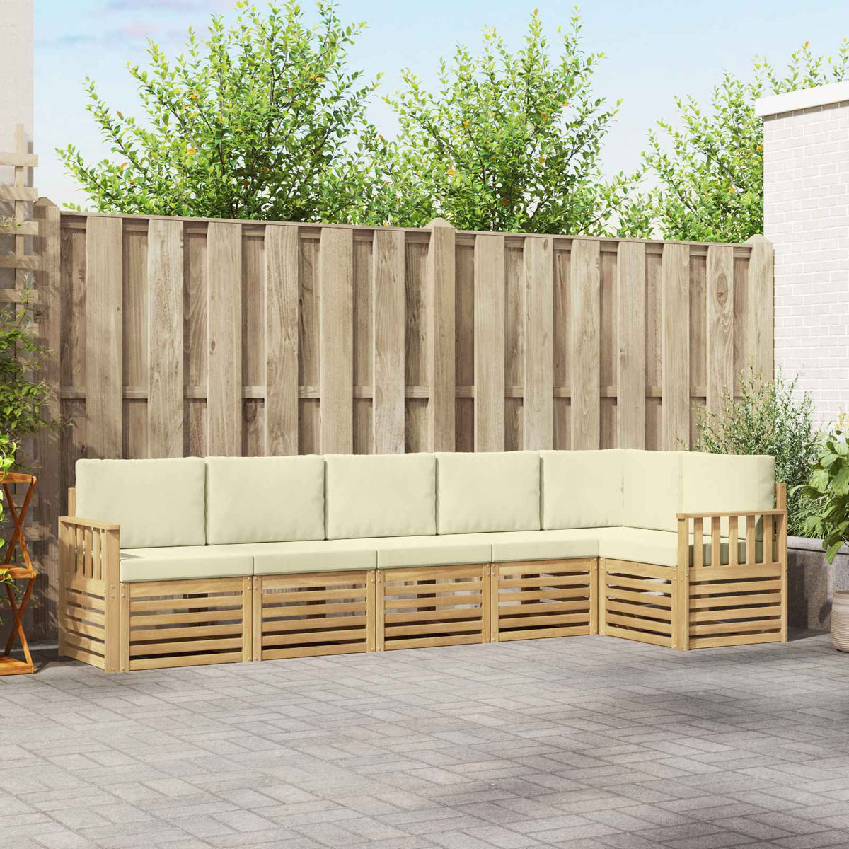 Buiten bankenset 6 pcs Wit en crèmekleurig 306 x 128,5 x 73 cm is nu te koop bij PeponiXL, paradijselijk wonen!