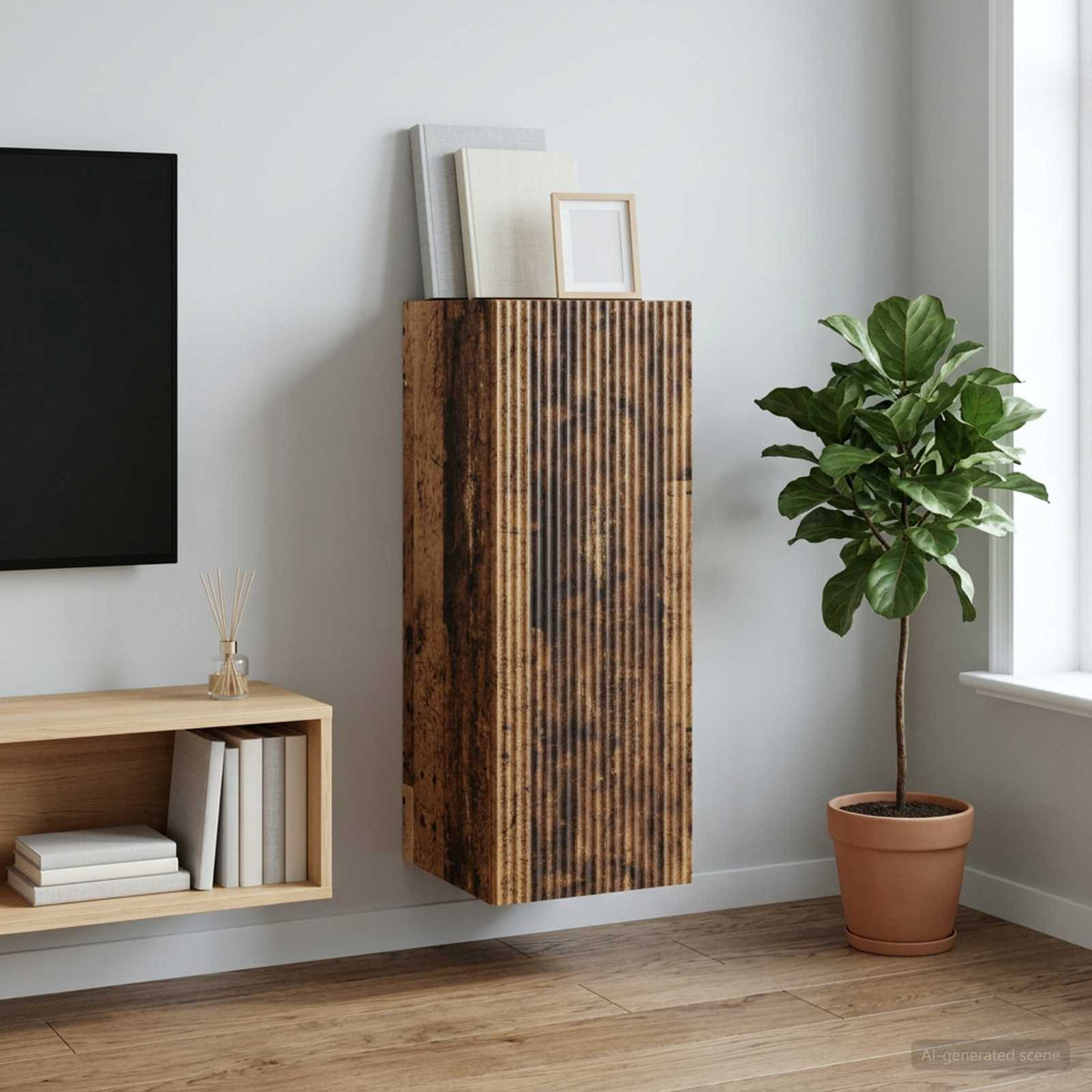 Wandkast Oud hout 33 x 34,5 x 90 cm Bewerkt hout is nu te koop bij PeponiXL, paradijselijk wonen!