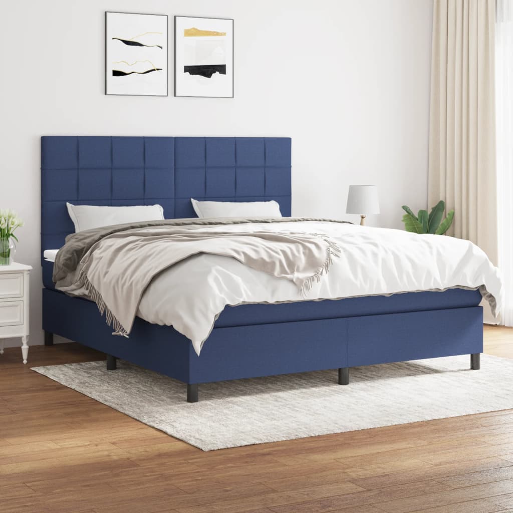 Boxspring met matras stof blauw 180x200 cm is nu te koop bij PeponiXL, paradijselijk wonen!