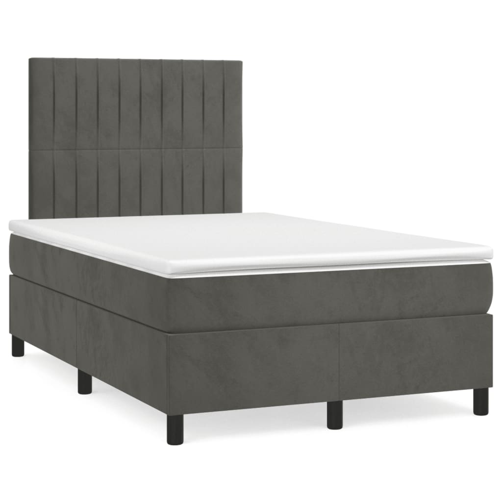 Boxspring met matras en LED fluweel donkergrijs 120x190 cm is nu te koop bij PeponiXL, paradijselijk wonen!