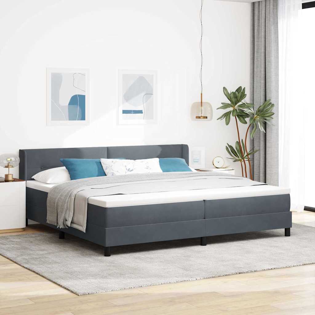 Boxspringbed met hoofdeinde Donkergrijs 200 x 200 cm Fluweel is nu te koop bij PeponiXL, paradijselijk wonen!