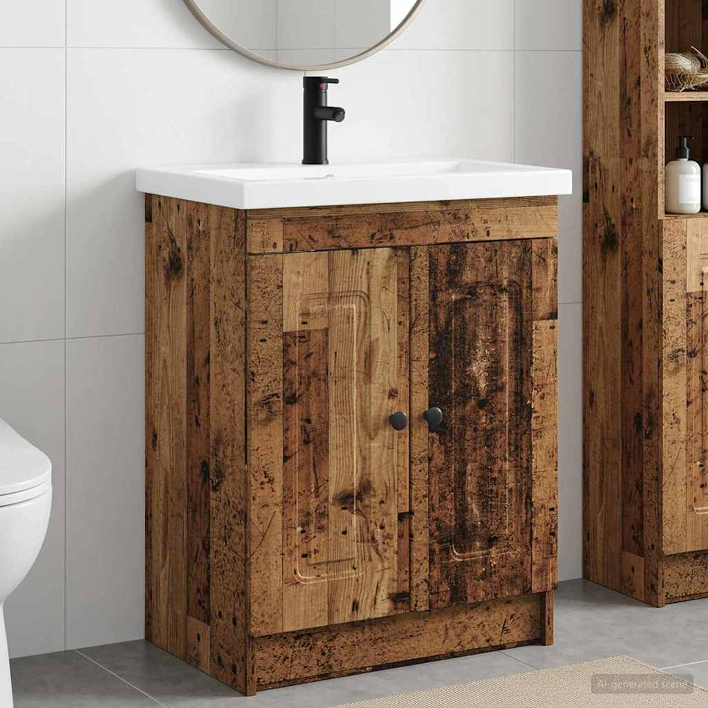Badkamermeubelset Oud hout 78,5 x 37,5 x 81 cm Bewerkt hout is nu te koop bij PeponiXL, paradijselijk wonen!