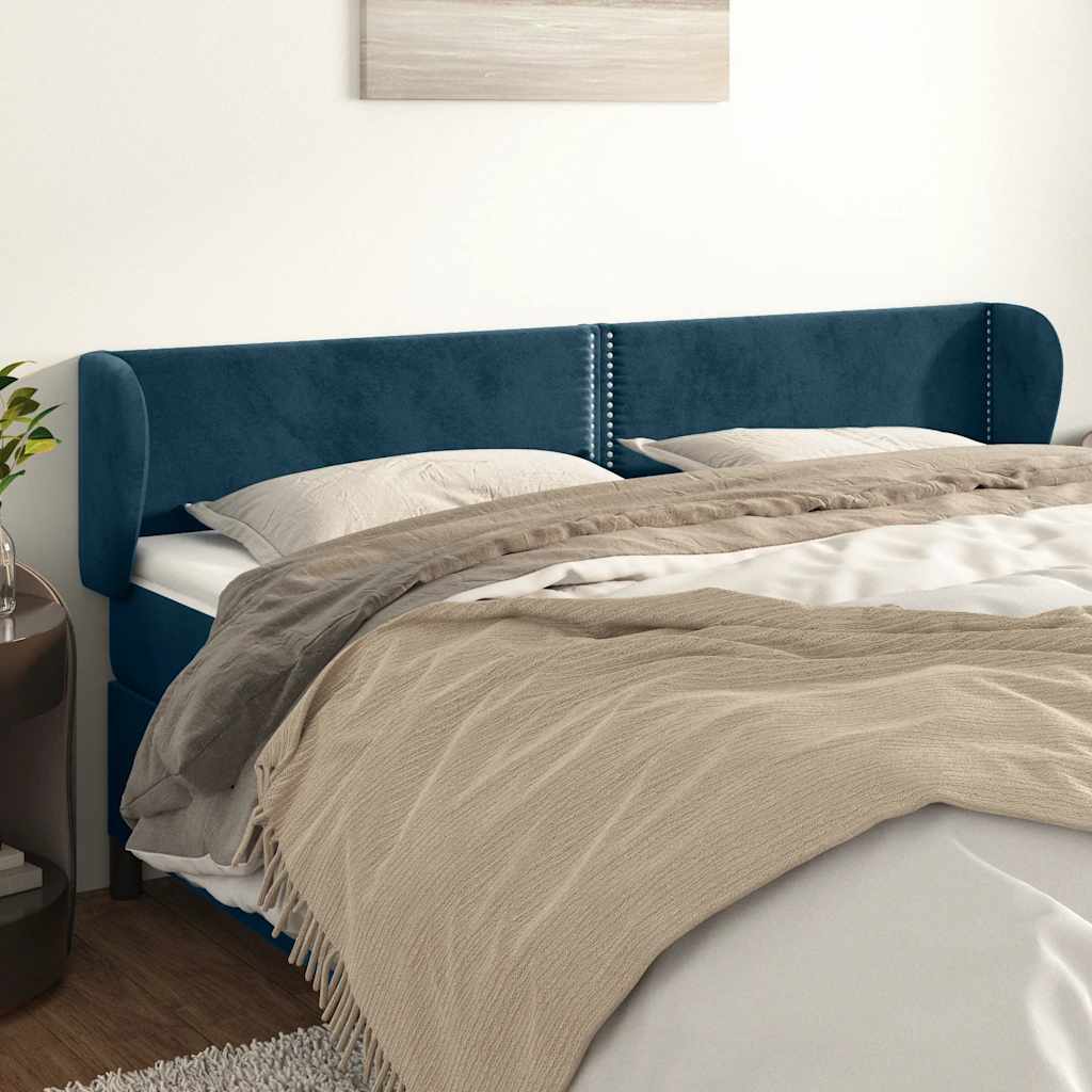 Hoofdbord met randen 163x23x78/88 cm fluweel donkerblauw is nu te koop bij PeponiXL, paradijselijk wonen!