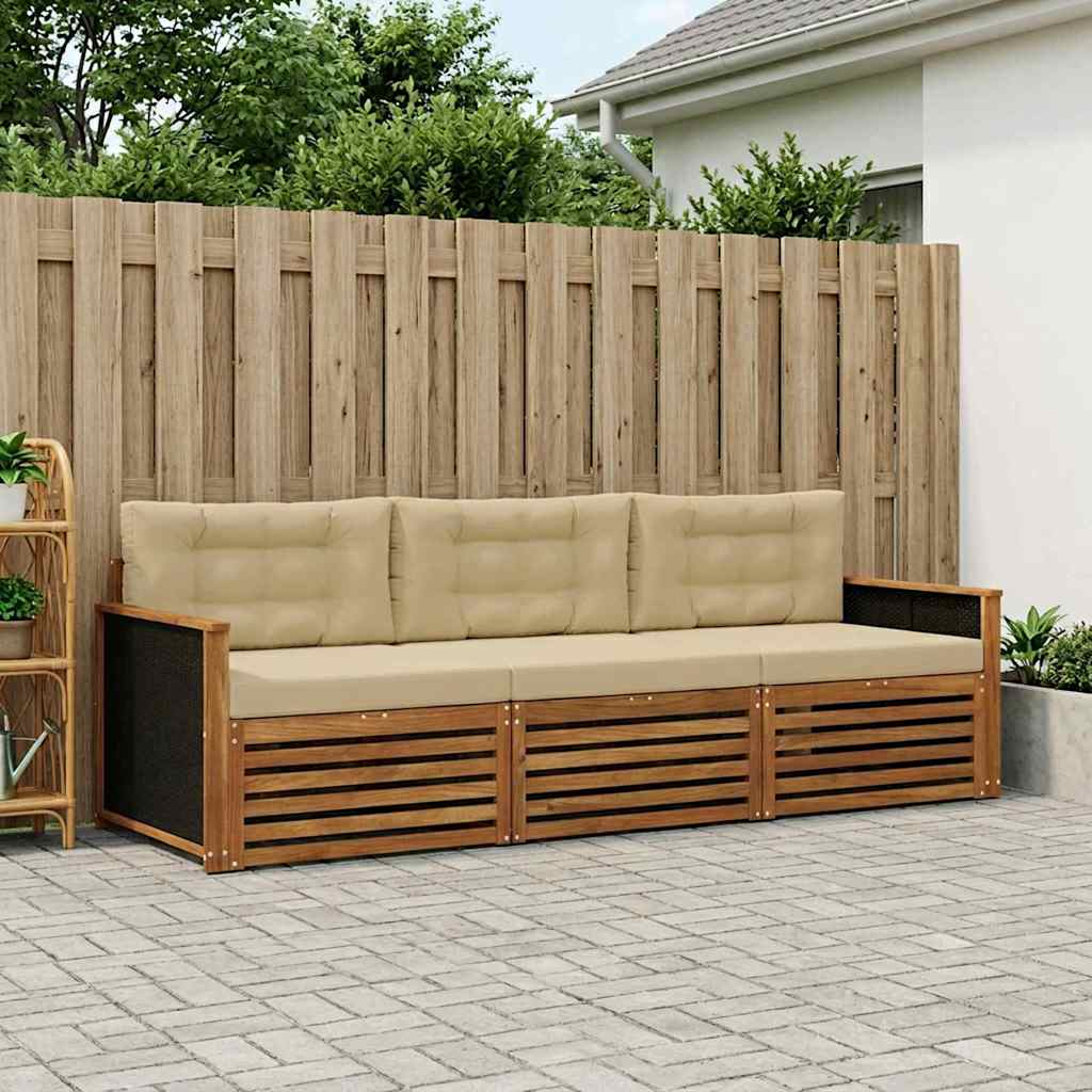 Buiten bankenset met kussen 3 pcs Natuurlijk en Beige Polyester is nu te koop bij PeponiXL, paradijselijk wonen!