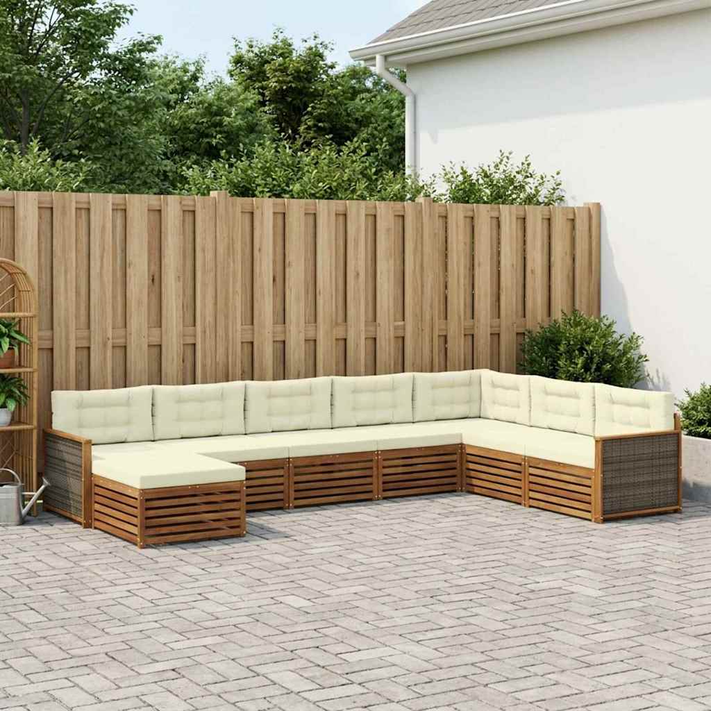 Buiten bankenset met kussen 8 pcs Natuurlijk en Crème is nu te koop bij PeponiXL, paradijselijk wonen!