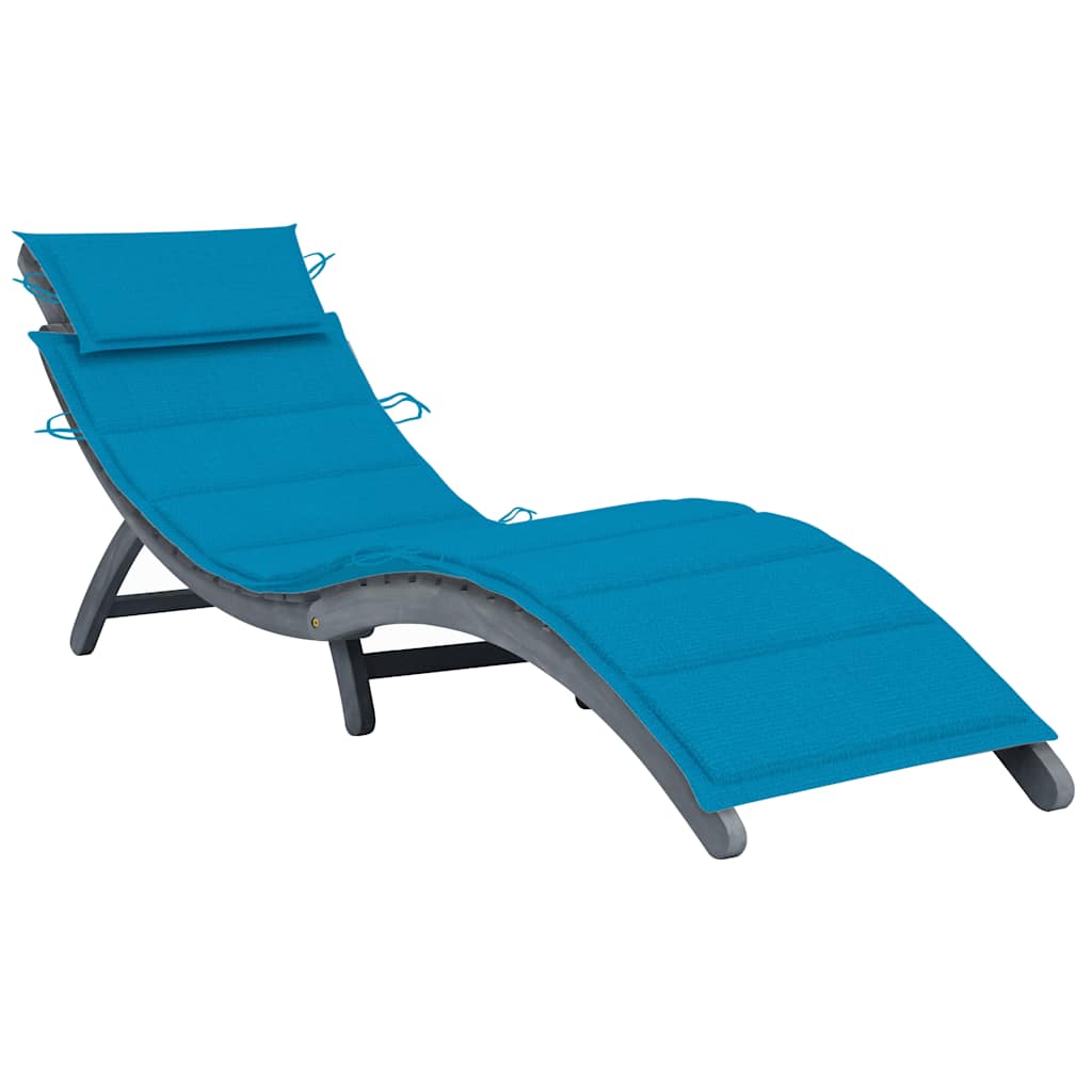 Ligbed met kussen massief acaciahout grijs is nu te koop bij PeponiXL, paradijselijk wonen!