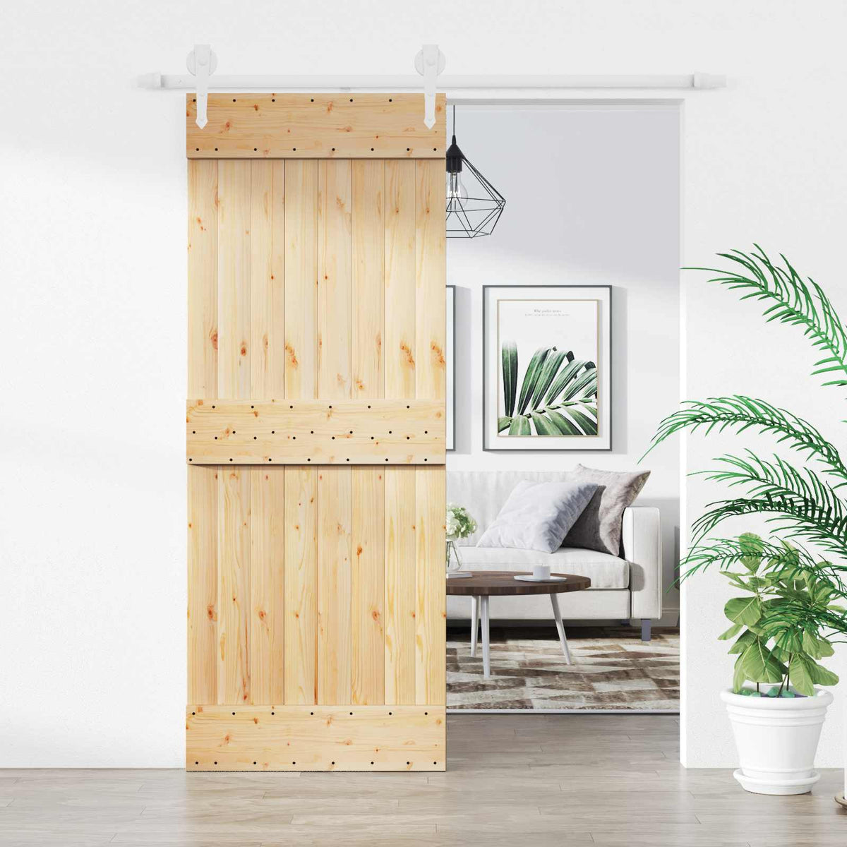 Schuifdeur Natuurlijk en Wit 80 x 210 cm Massief Grenenhout is nu te koop bij PeponiXL, paradijselijk wonen!