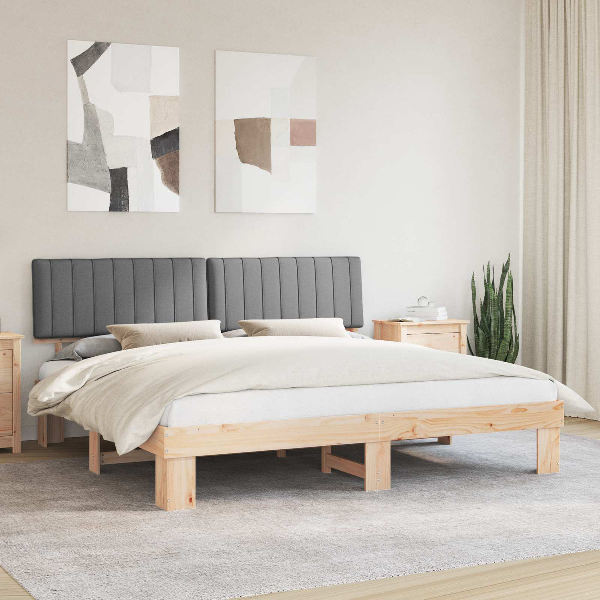 Bedframe met Gevoerd Hoofdgedeelte Lichtgrijs 200 x 200 cm is nu te koop bij PeponiXL, paradijselijk wonen!