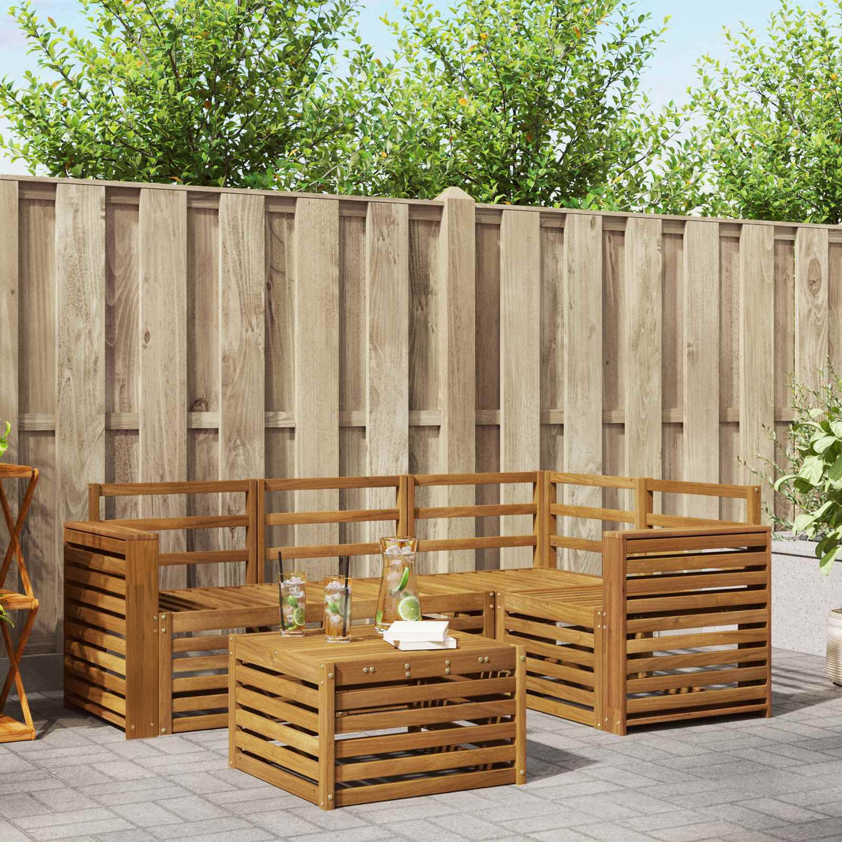Buiten bankenset 5 pcs Naturel is nu te koop bij PeponiXL, paradijselijk wonen!
