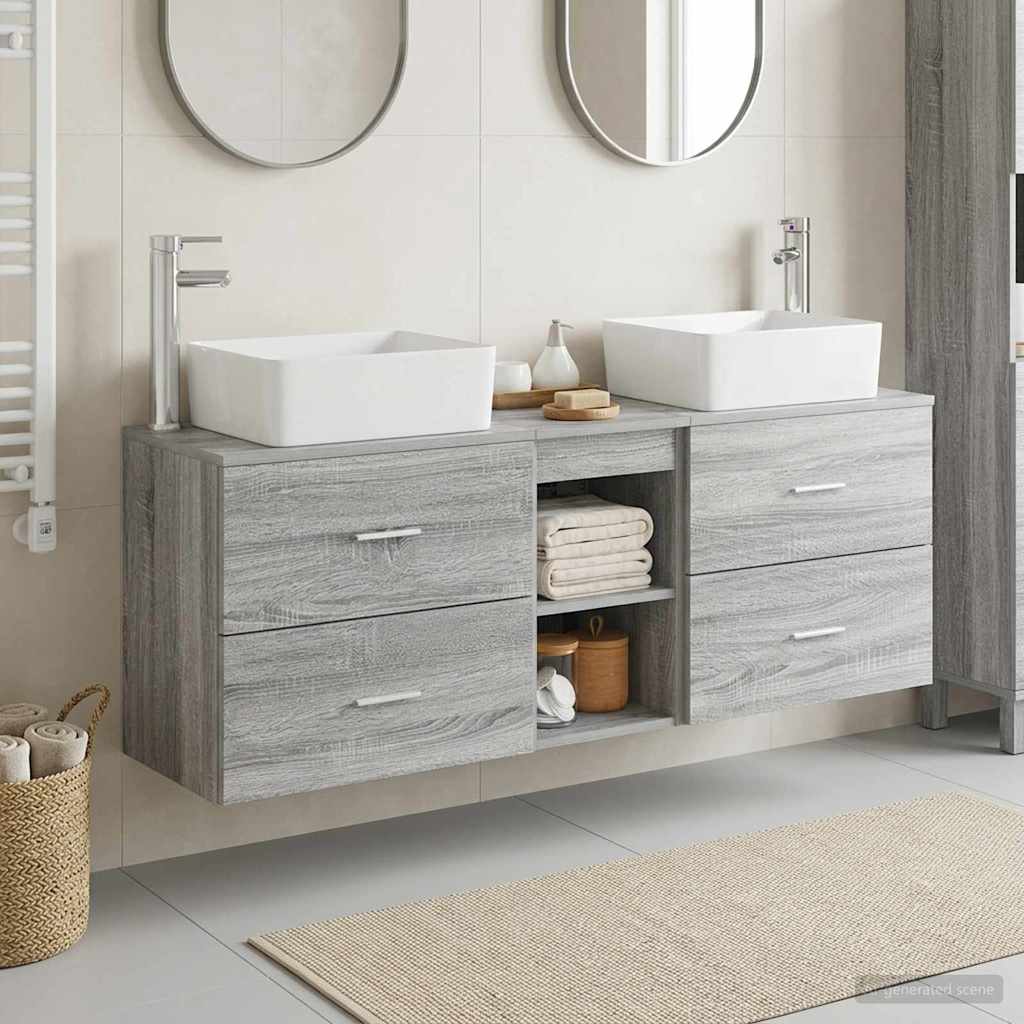 Badkamerkastenset 3 st Grijs Sonoma 53 x 34,5 x 63 cm is nu te koop bij PeponiXL, paradijselijk wonen!