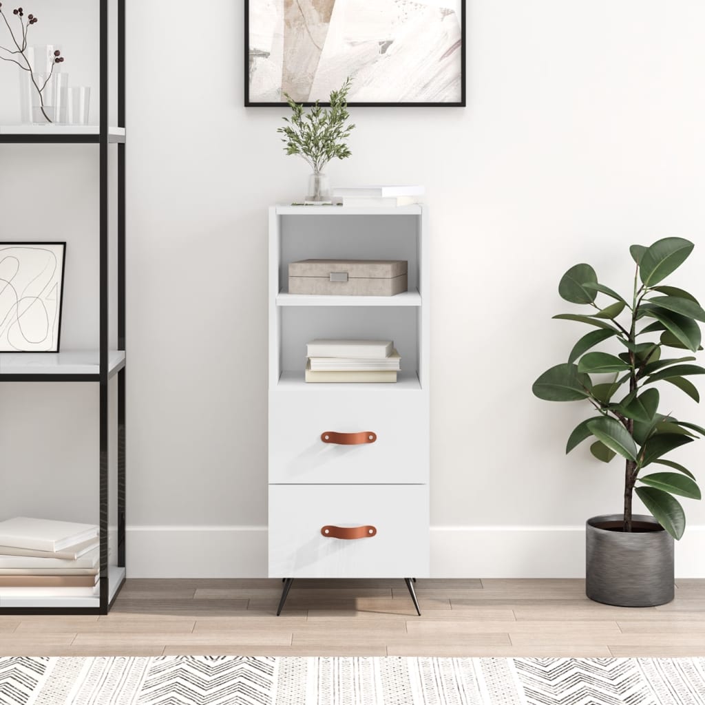 Dressoir 34,5x34x90 cm bewerkt hout hoogglans wit is nu te koop bij PeponiXL, paradijselijk wonen!
