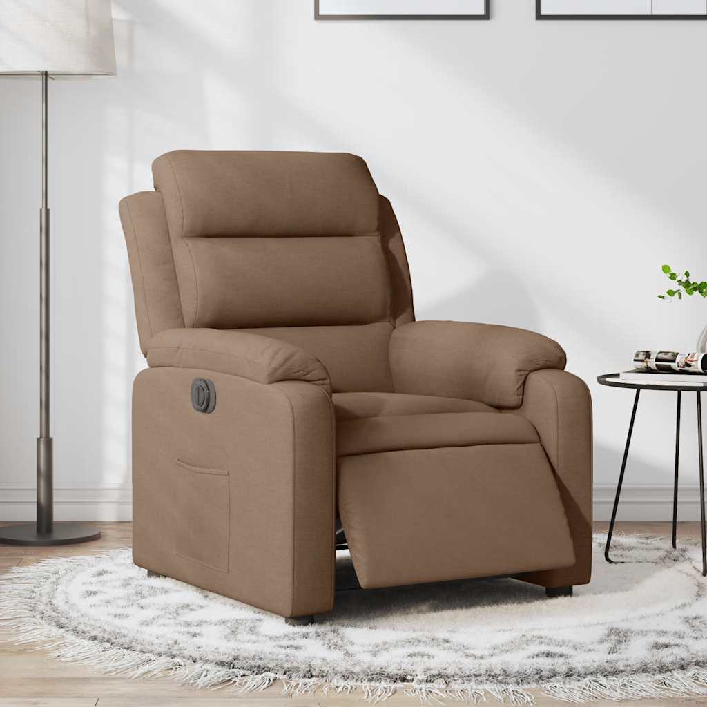 Fauteuil verstelbaar elektrisch stof bruin is nu te koop bij PeponiXL, paradijselijk wonen!