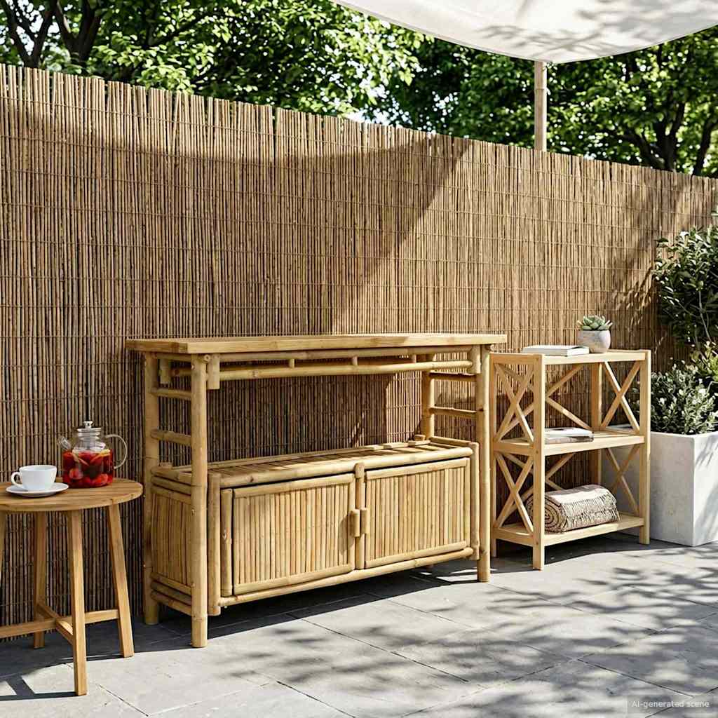 Wandtafel met plank met opslag Naturel 110 x 35 x 75 cm Bamboe is nu te koop bij PeponiXL, paradijselijk wonen!