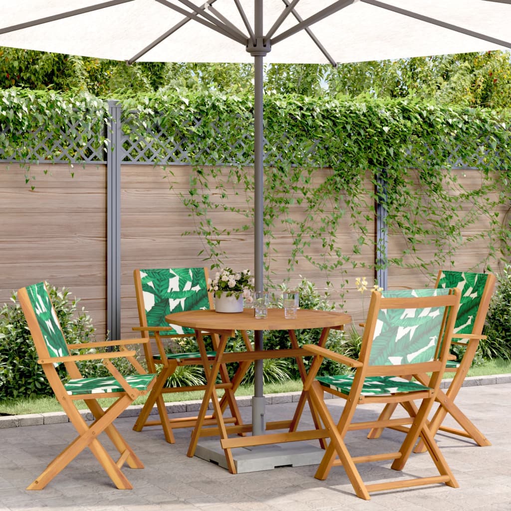 5-delige Tuinset bladpatroon stof en massief hout is nu te koop bij PeponiXL, paradijselijk wonen!