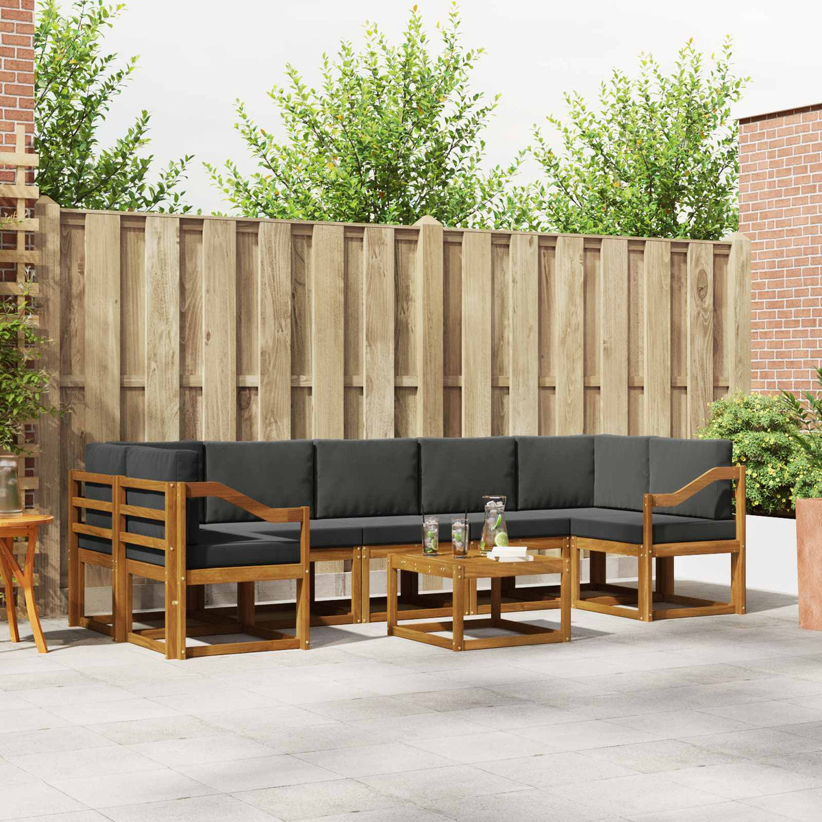 Buiten bankenset met kussen 8 pcs Natuurlijk en Antraciet is nu te koop bij PeponiXL, paradijselijk wonen!