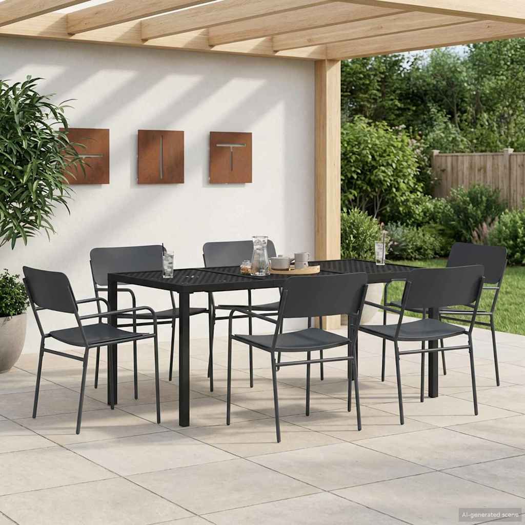 Buitenmeubelset 7 st Antracietkleurig Staal is nu te koop bij PeponiXL, paradijselijk wonen!