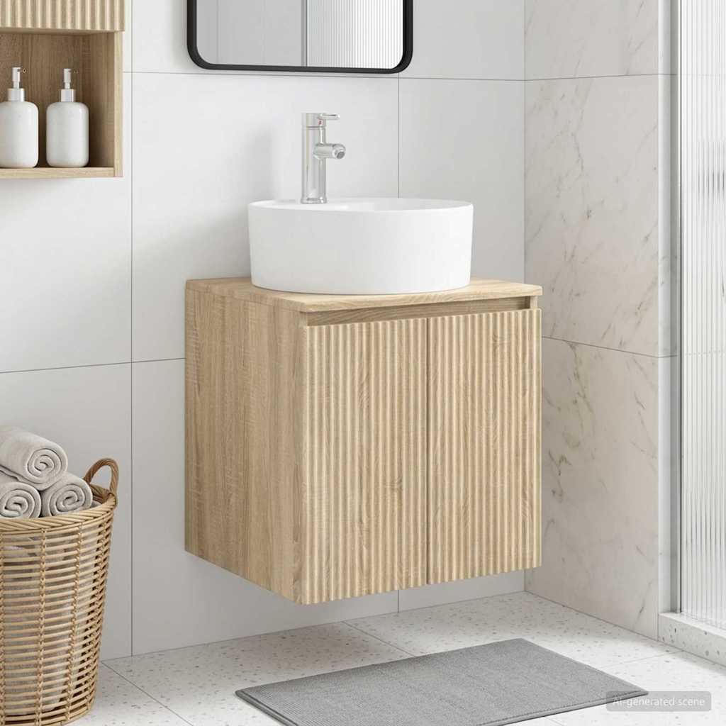 Wandgemonteerde wastafelmeubel Sonoma Eiken 49,5 x 44,5 x 65 cm is nu te koop bij PeponiXL, paradijselijk wonen!