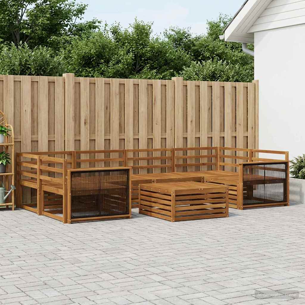 Buiten bankenset 7 pcs Naturel Massief Acaciahout is nu te koop bij PeponiXL, paradijselijk wonen!