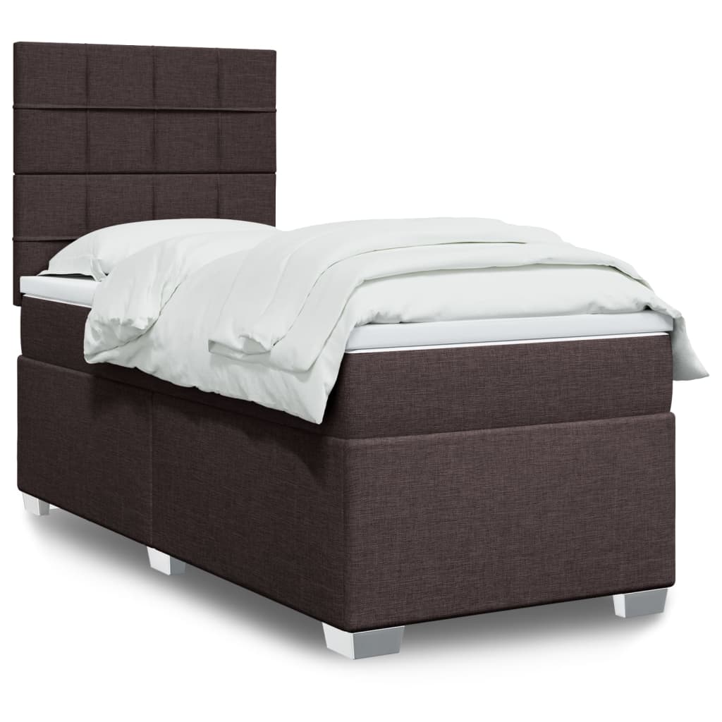 Boxspring met matras stof donkerbruin 90x200 cm is nu te koop bij PeponiXL, paradijselijk wonen!