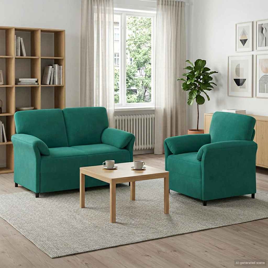 Bankstel 2 st Turquoise Fluweel is nu te koop bij PeponiXL, paradijselijk wonen!