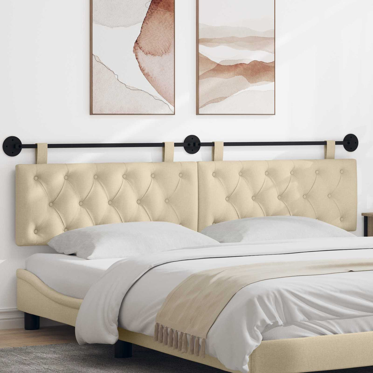 Hangend hoofdbord Crèmekleurig Stof is nu te koop bij PeponiXL, paradijselijk wonen!