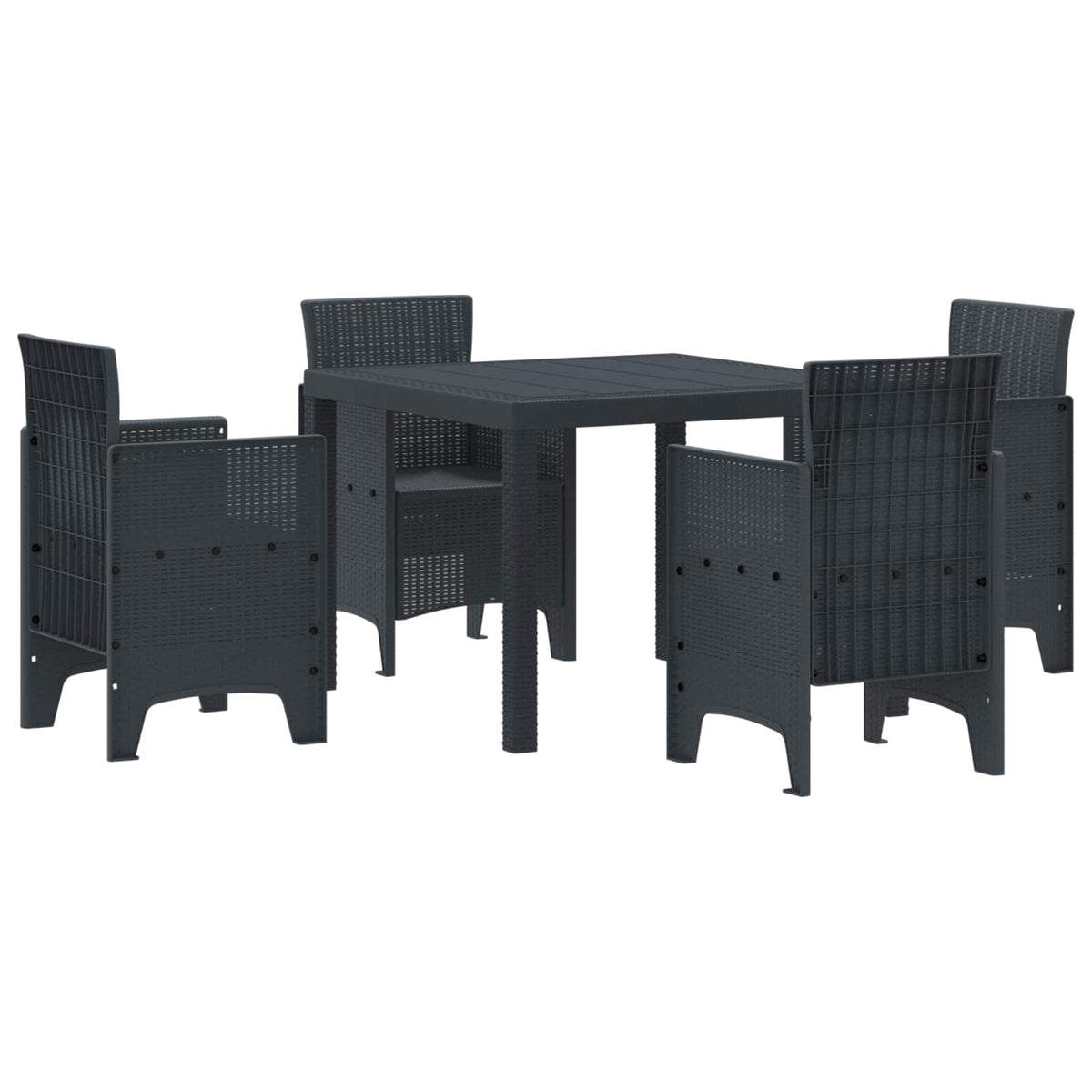 Tuin Eetset 5 pcs Antraciet Polypropyleen is nu te koop bij PeponiXL, paradijselijk wonen!