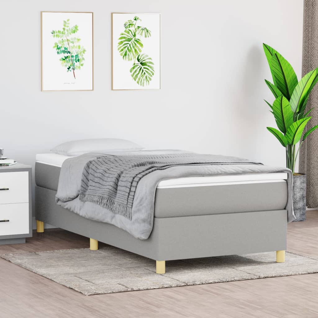 Boxspring met matras stof lichtgrijs 100x200 cm is nu te koop bij PeponiXL, paradijselijk wonen!