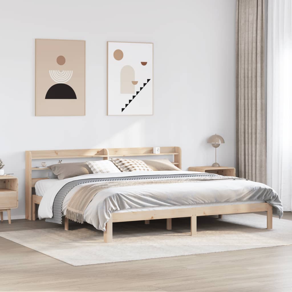 Bedframe met hoofdbord massief grenenhout 180x200 cm is nu te koop bij PeponiXL, paradijselijk wonen!