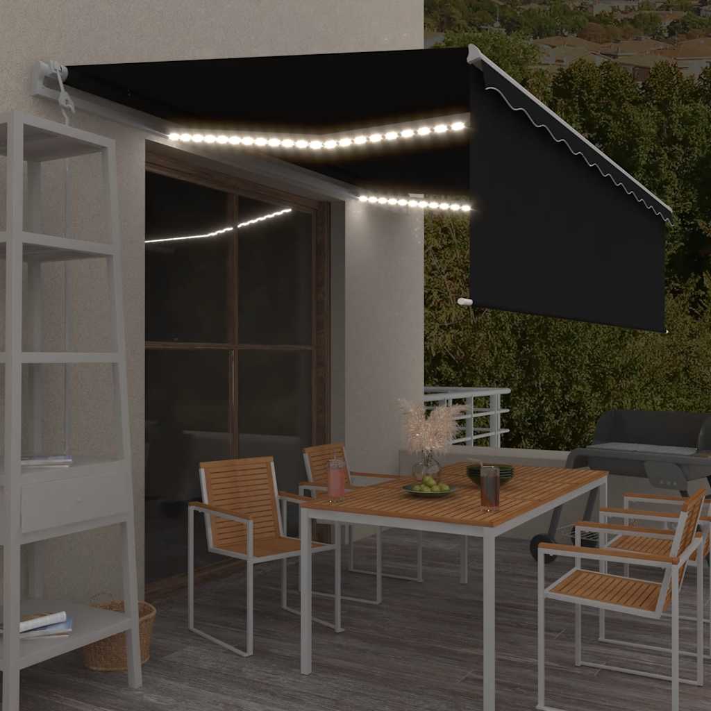 Luifel automatisch rolgordijn LED windsensor 5x3 m antraciet is nu te koop bij PeponiXL, paradijselijk wonen!