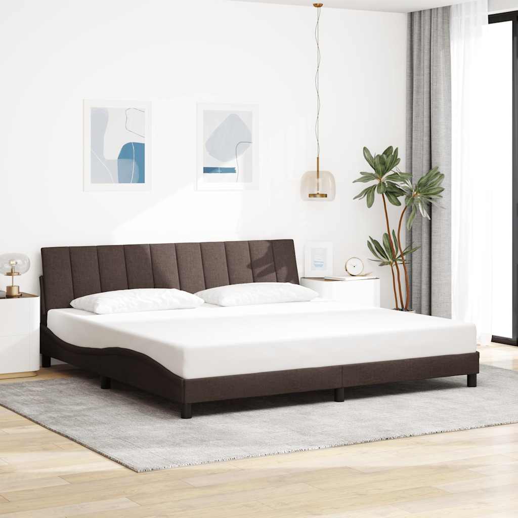 Bedframe zonder matras "Hanko" stof donkerbruin 200x200 cm is nu te koop bij PeponiXL, paradijselijk wonen!