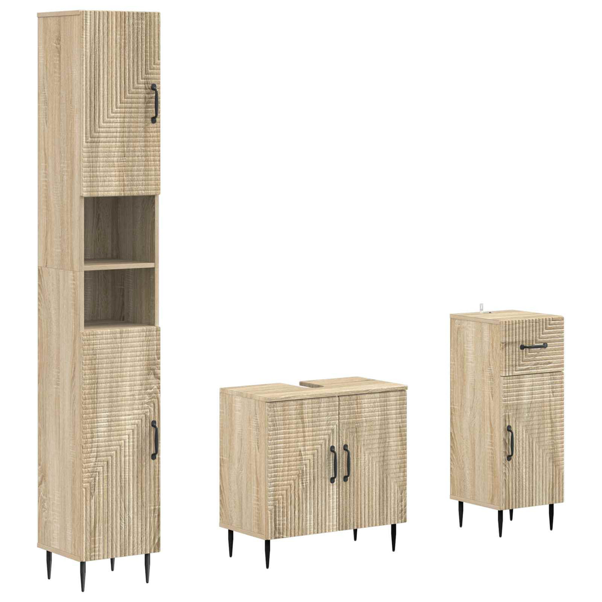 3-delige badkamerkast set HAARLEM Bewerkt hout is nu te koop bij PeponiXL, paradijselijk wonen!