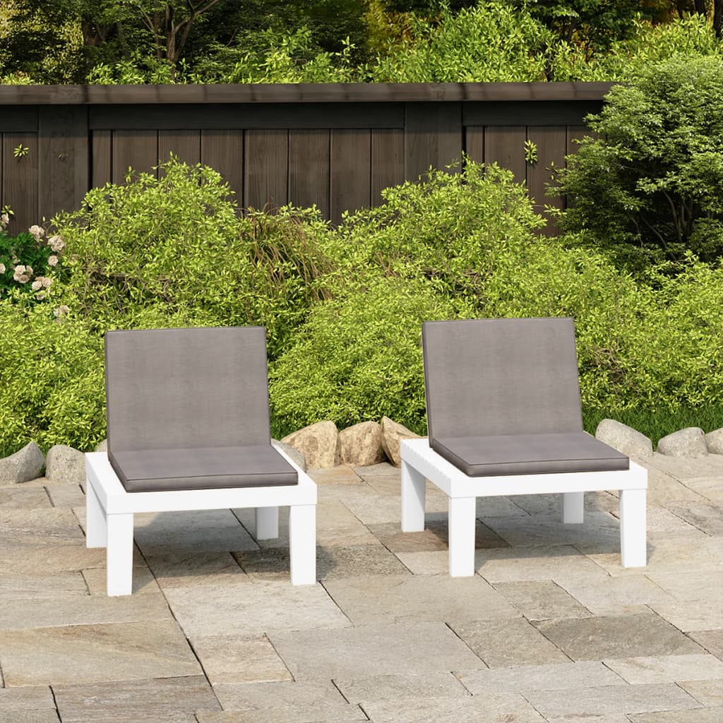 Loungestoelen 2 st met kussens kunststof wit is nu te koop bij PeponiXL, paradijselijk wonen!