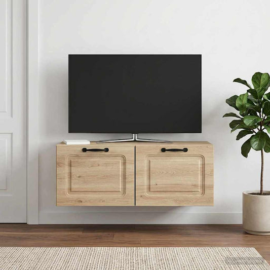 Wandbeugel TV-kast Betongrijs 78,5 x 31 x 30 cm Bewerkt hout is nu te koop bij PeponiXL, paradijselijk wonen!