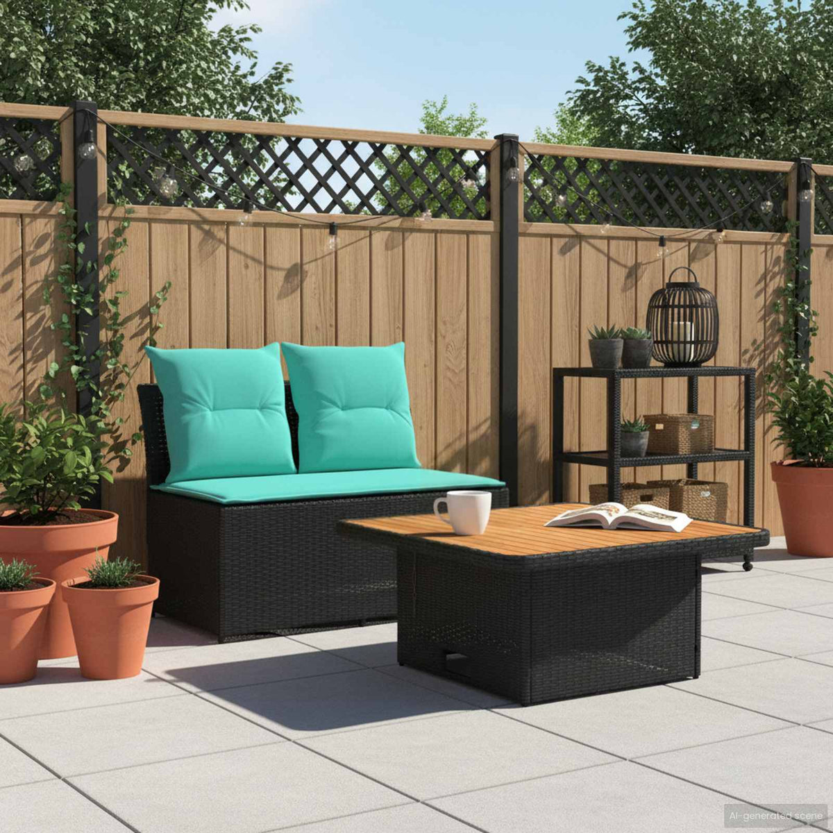 2 Stuk Tuin middelste sofa met uitschuiftafel poly rattan is nu te koop bij PeponiXL, paradijselijk wonen!