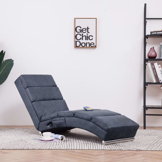 Massage chaise longue kunstsuède grijs is nu te koop bij PeponiXL, paradijselijk wonen!