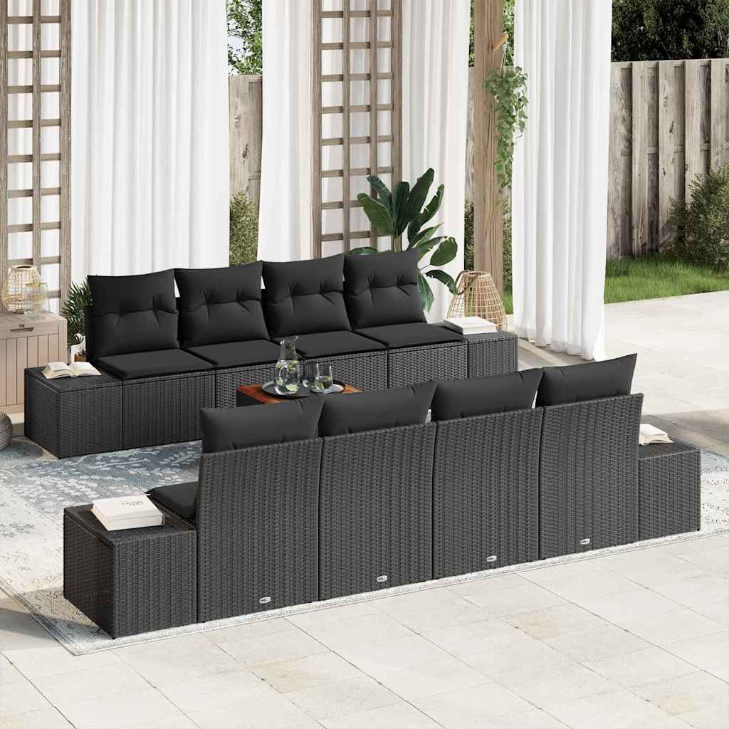 Tuinbankenset met kussen 9 pcs Zwart poly rattan is nu te koop bij PeponiXL, paradijselijk wonen!