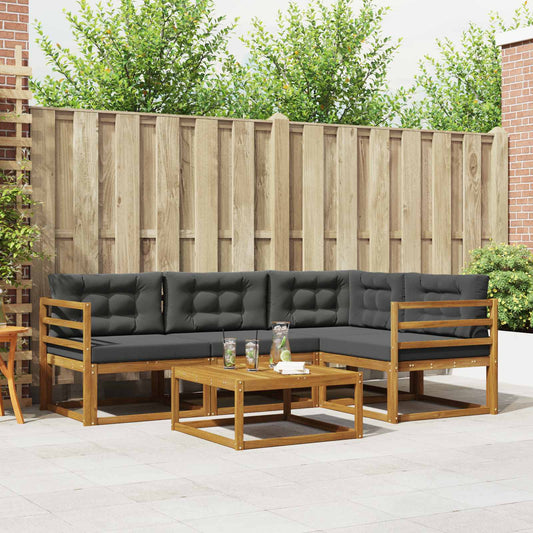 Buiten bankenset met kussen 5 pcs Natuurlijk en Antraciet is nu te koop bij PeponiXL, paradijselijk wonen!