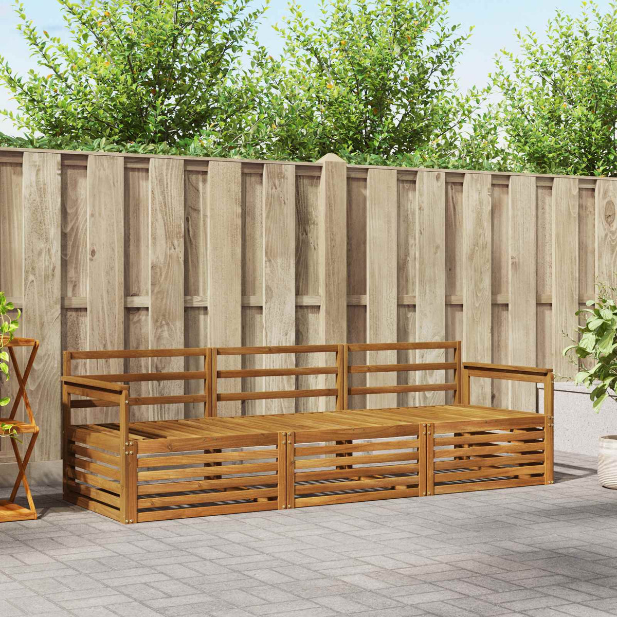 Buiten bankenset 3 pcs Naturel Massief Acaciahout is nu te koop bij PeponiXL, paradijselijk wonen!