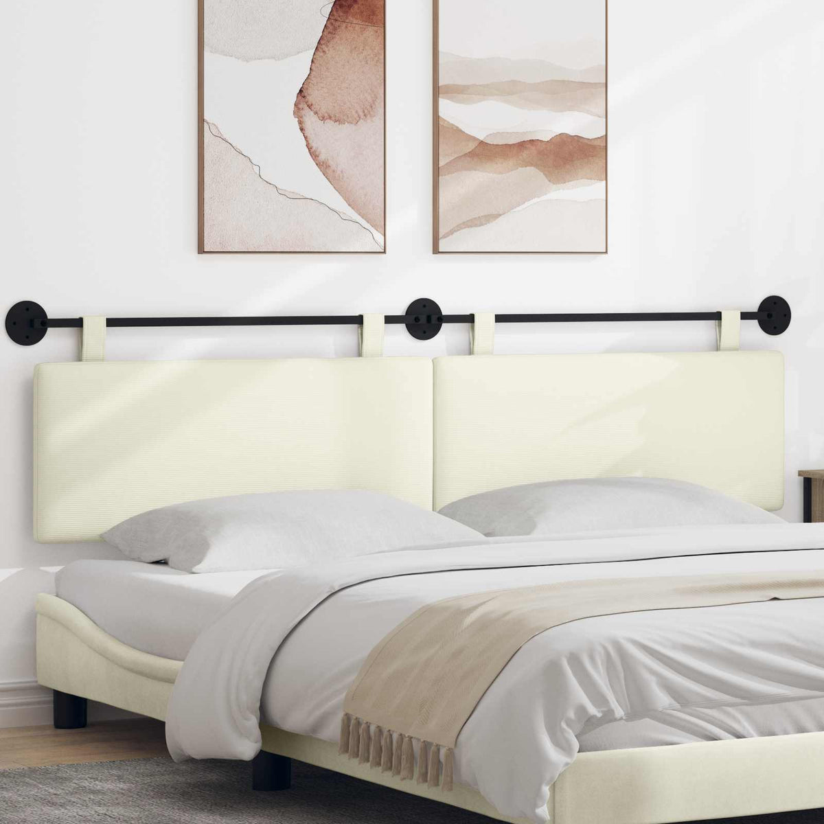 Hangend hoofdbord Crème Katoen Stof is nu te koop bij PeponiXL, paradijselijk wonen!
