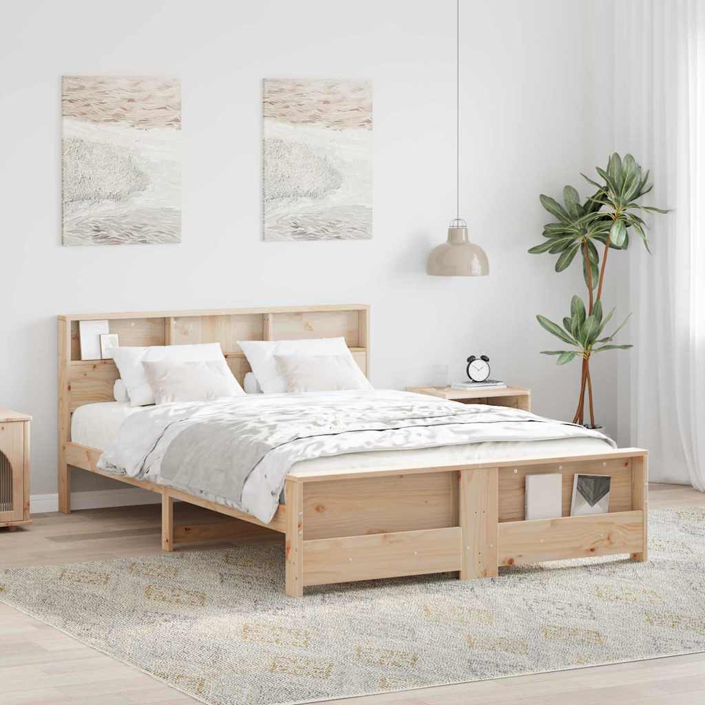 Bedframe met hoofdeinde Bruin 150 x 200 cm Bewerkt hout is nu te koop bij PeponiXL, paradijselijk wonen!