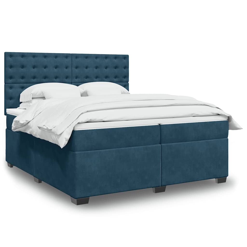 Boxspring met matras fluweel blauw 200x200 cm is nu te koop bij PeponiXL, paradijselijk wonen!
