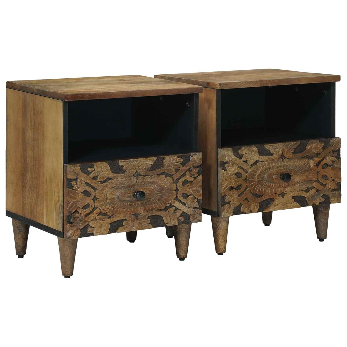 Bed kast 2 pcs Bruin 40 x 33 x 46 cm Massief Mango Hout is nu te koop bij PeponiXL, paradijselijk wonen!
