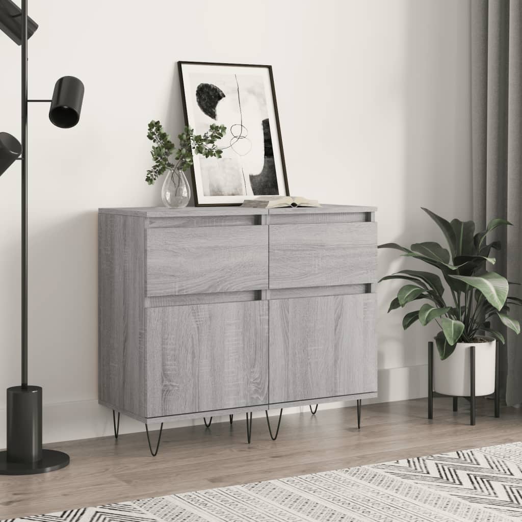 Dressoirs 2 st 40x35x70 cm bewerkt hout grijs sonoma is nu te koop bij PeponiXL, paradijselijk wonen!