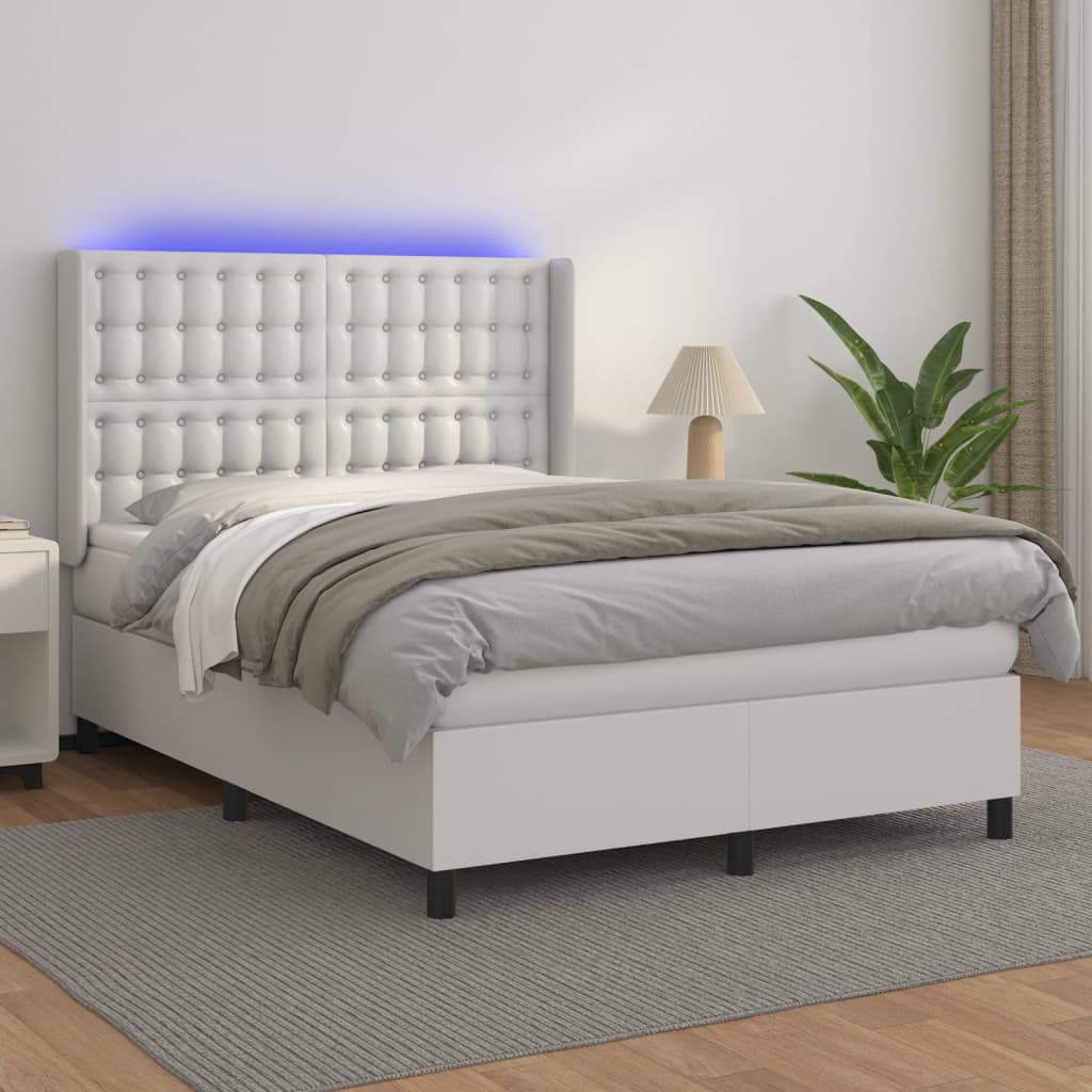 Boxspring met matras en LED kunstleer zwart 140x190 cm is nu te koop bij PeponiXL, paradijselijk wonen!