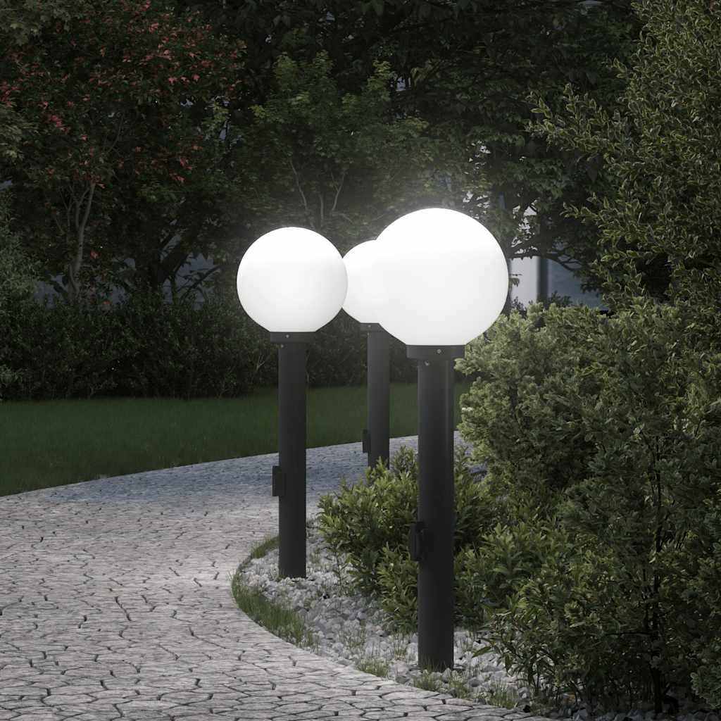 Bolderverlichting met stopcontact 3 stuks 80 cm Zwart IP44 is nu te koop bij PeponiXL, paradijselijk wonen!