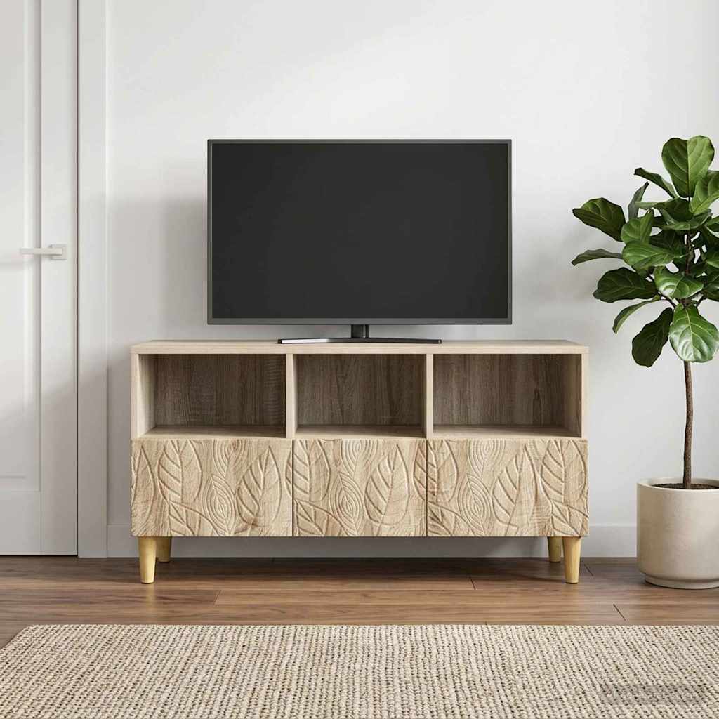 TV-kast 102 x 34,5 x 50 cm Sonoma Eiken Bewerkt hout is nu te koop bij PeponiXL, paradijselijk wonen!